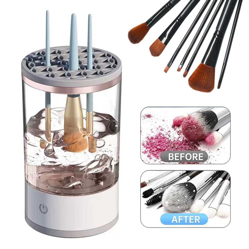 GlamClean Pro™ - Detergente Elettrico 3-in-1 per Pennelli Trucco